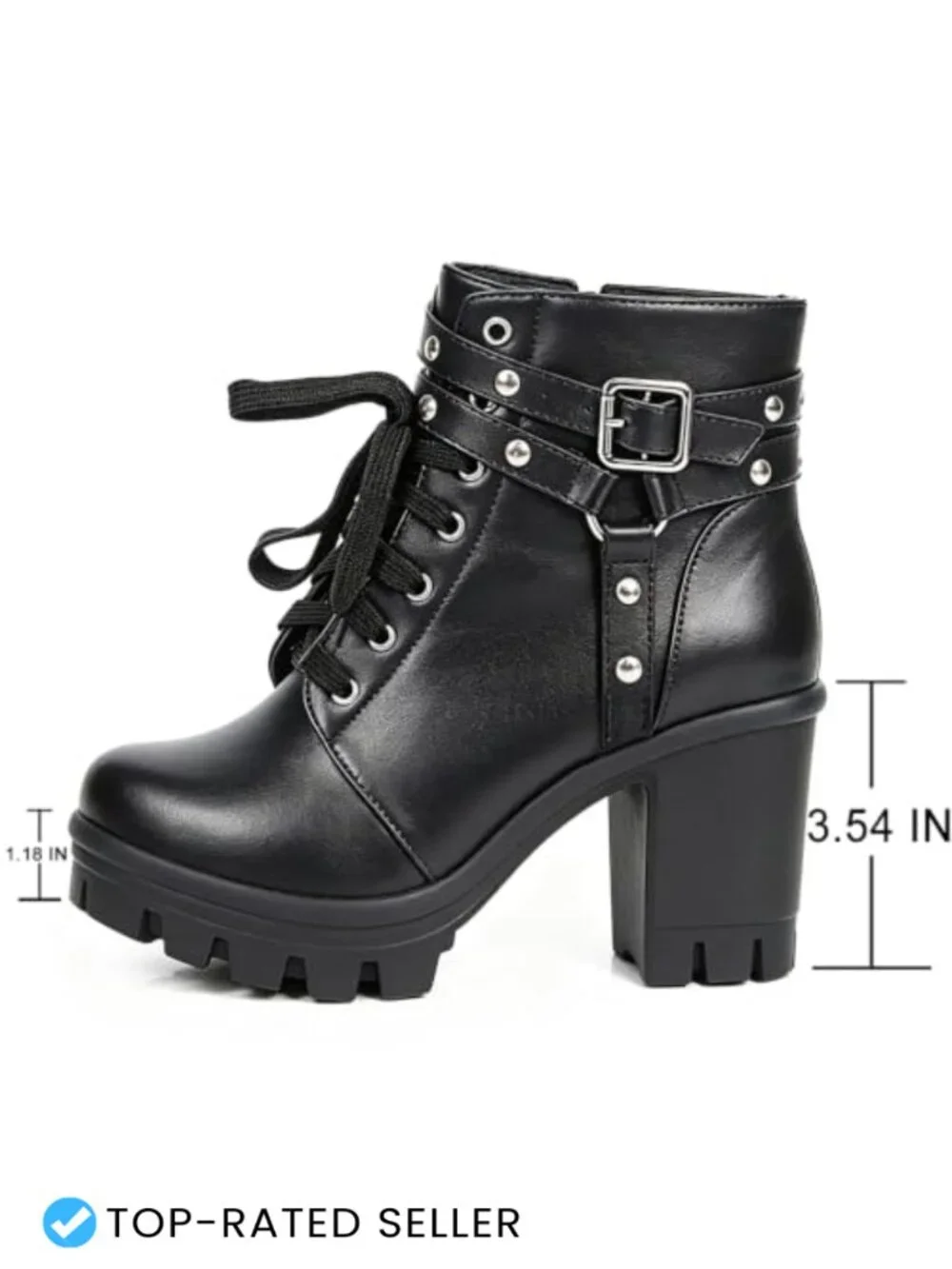 Goth Platform Combat Boots Women Block Heel Ankle Bootie Zip